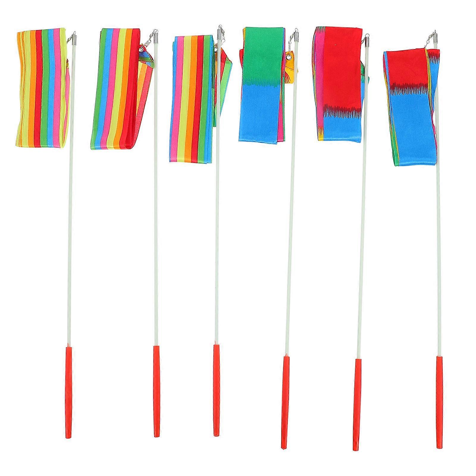 Rhythmic Gymnastics Ribbon 6Pcs Wand Shape Dance Props Designed For Unisex Dance Performances And Physical Training
