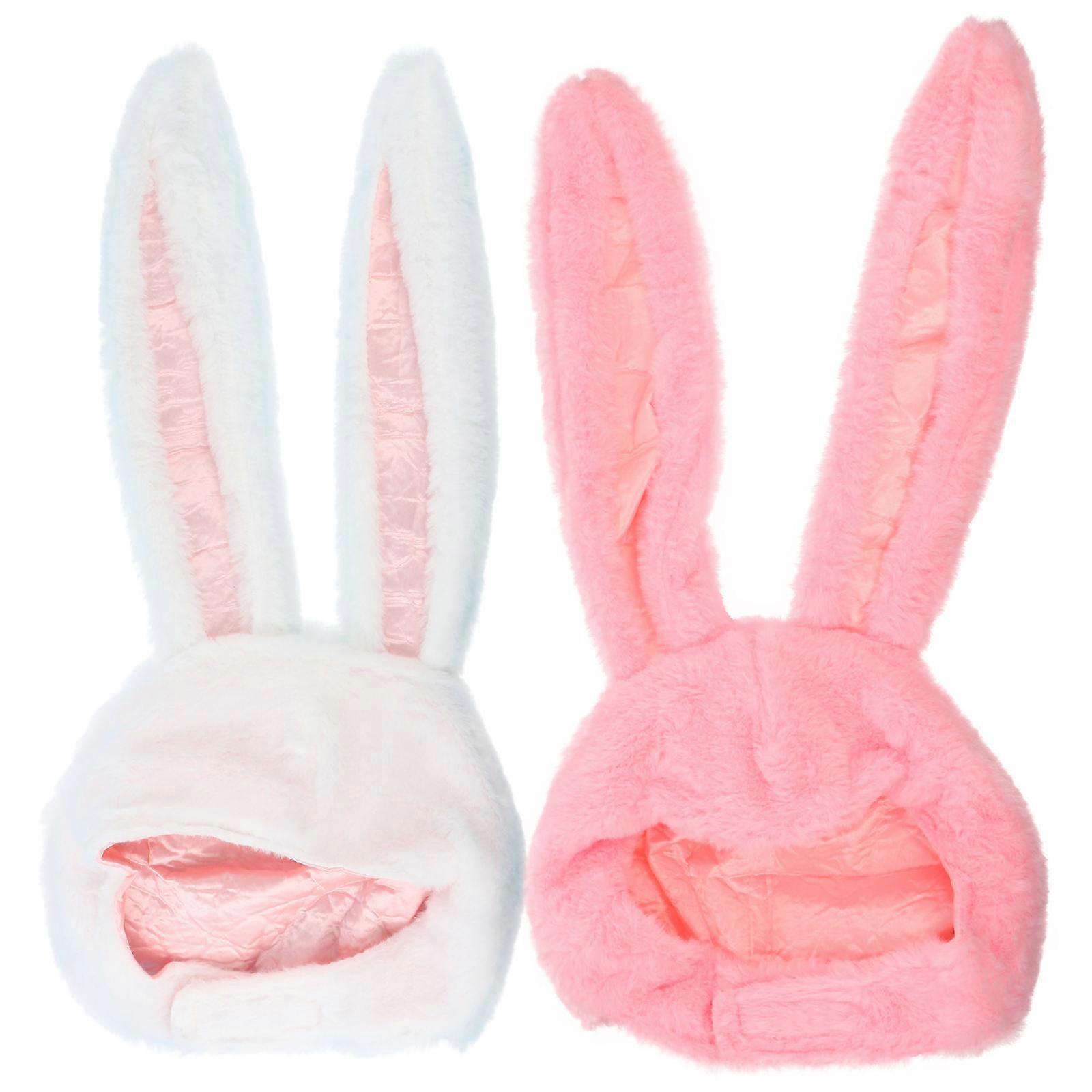 ぬいぐるみバニーイヤーコスチュームアクセサリー2個の女性用帽子はロールプレイングダンスパフォーマンス写真に最適