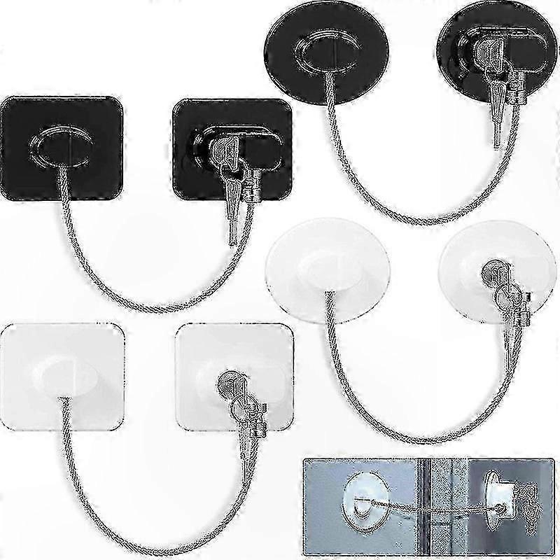 4-Piece Refrigerator Lock Set with 8 Keys, Childproof Freezer Safety Locks