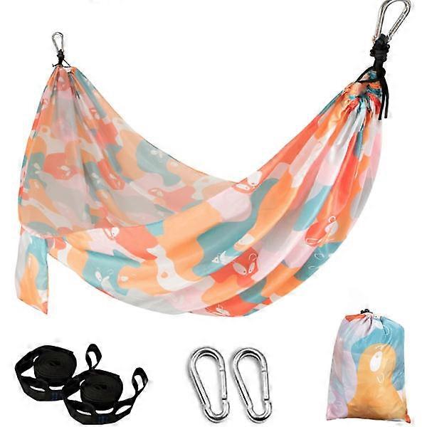 Lightweight Outdoor Travel Hammock, Large Portable Nylon Hammock with 2 Tree Straps