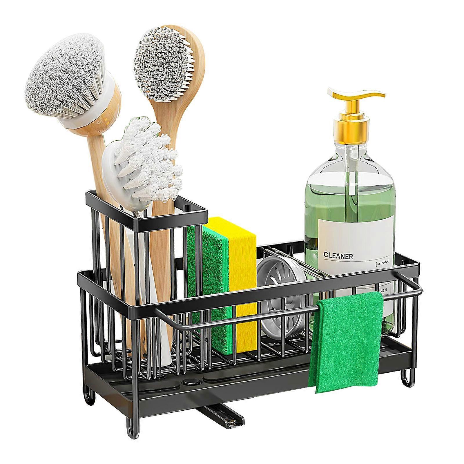 Divided Storage Drain Rack Black with Rod