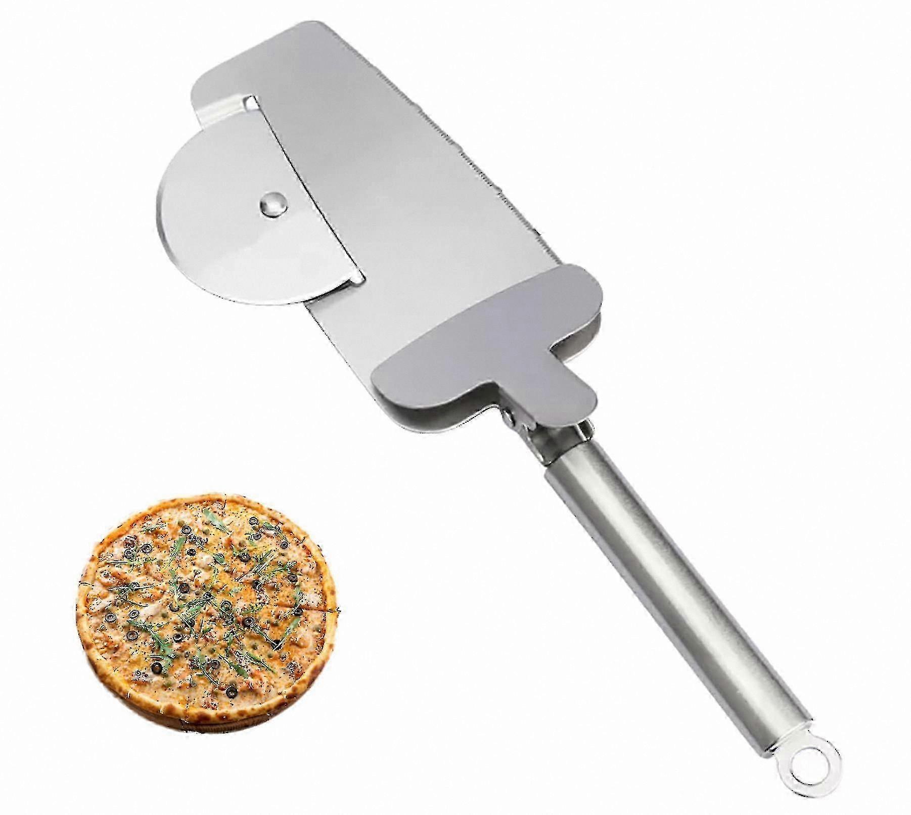 4-in-1 Multi-Function Pizza Cutter with Durable Stainless Steel Blade and Shovel Tool for Kitchen Use