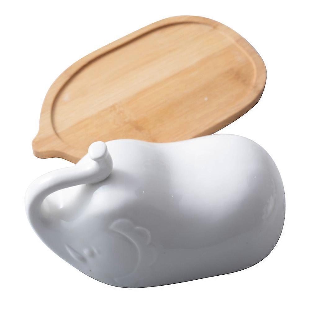 White Butter Dish with Lid for Home Use Made of Synthetic Material Perfect for