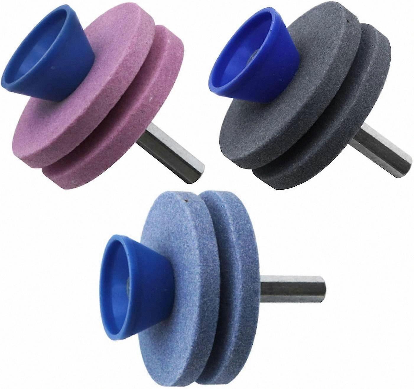 Universal 3-Pack Garden Tool Sharpener for Lawn Mower Blades, Compatible with Electric and Hand Drills, Double Layer Design for Power Drill Accessorie