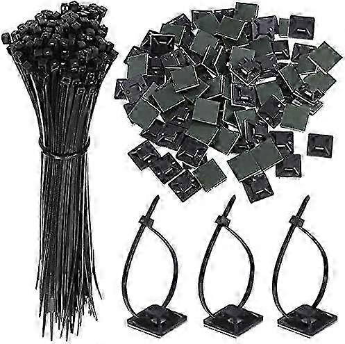 100PCS Reusable Zip Ties and Sticky Bases for Cord Organization 10 Inch White