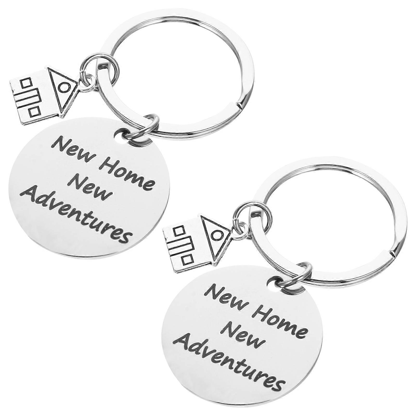 Housewarming Keychain 2Pcs Silver Sturdy Durable for Keys Multifunctional