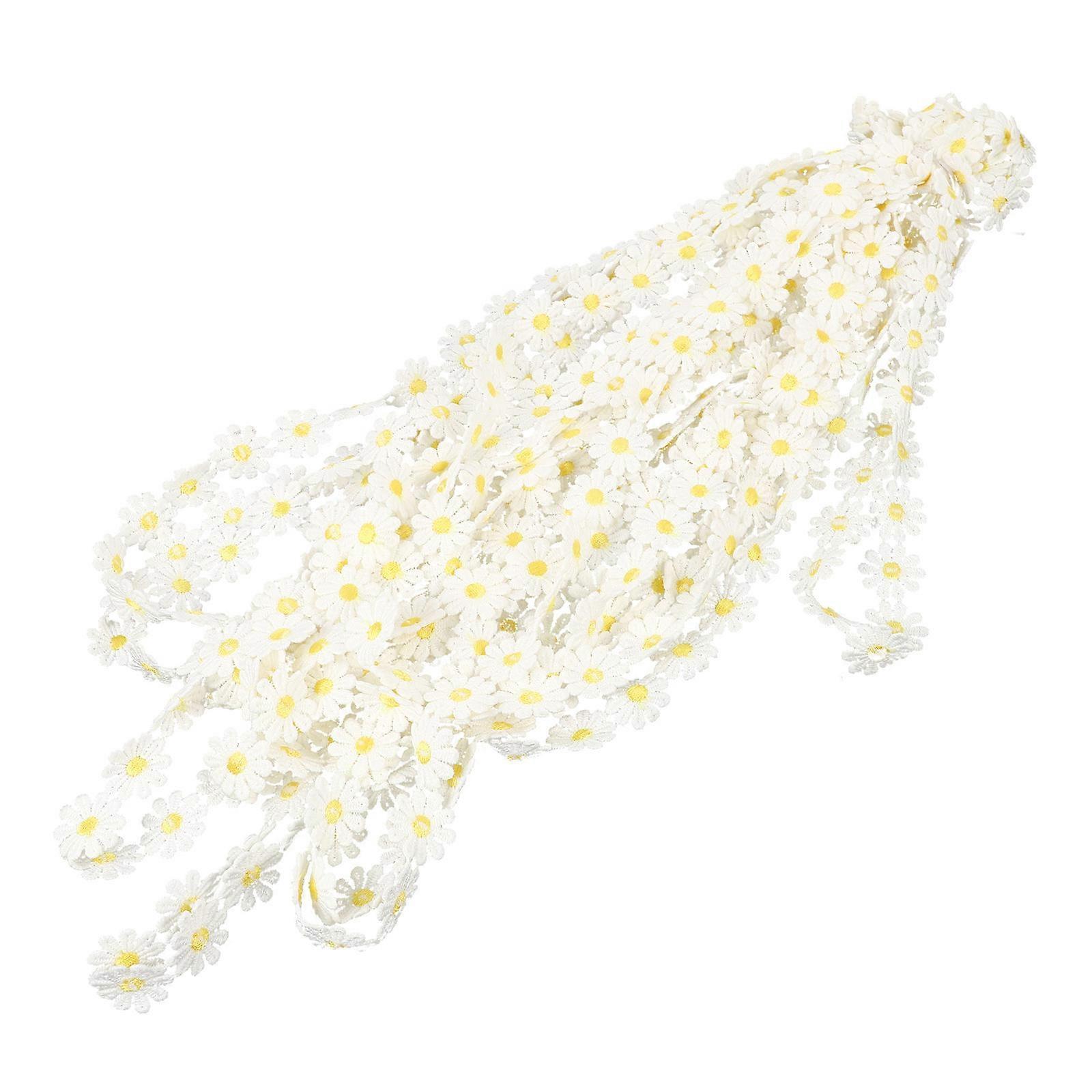 Durable Yellow Daisy Flower Lace Trim for DIY Sewing Craft Projects 15 Yards Polyester Ribbon