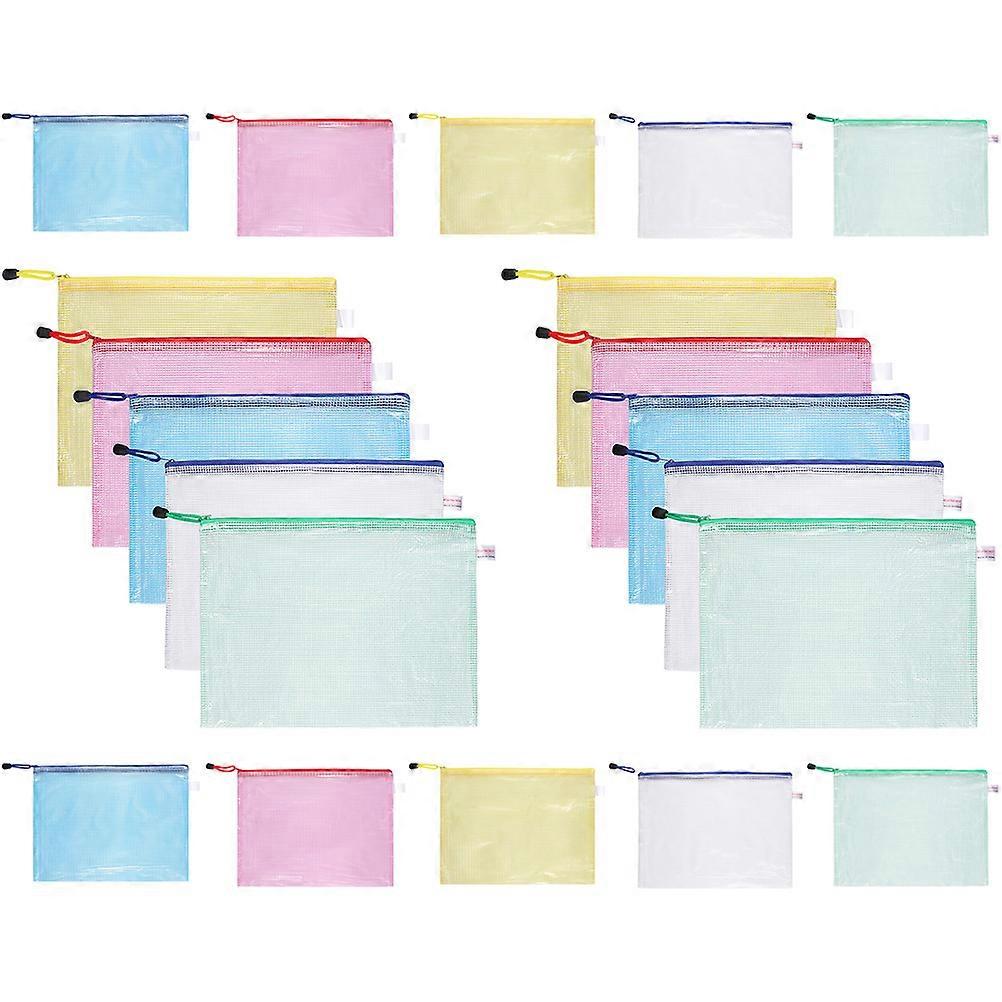 Portable Office Stationery Pouch 24Pack Classic Design Travel Use Zipper File Bag Toiletries Storage
