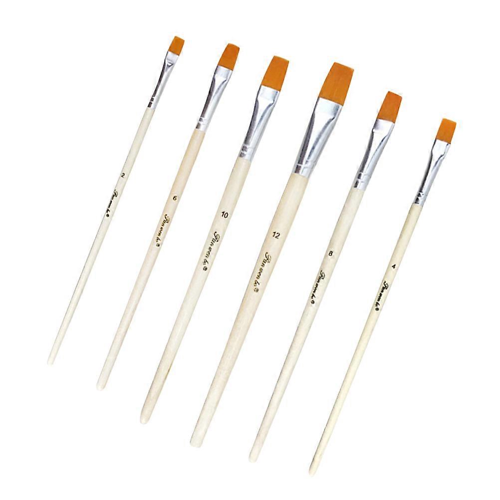 Durable 6 Pcs Paint Brushes with Nylon Bristles and Wood Handles for Versatile Painting Use