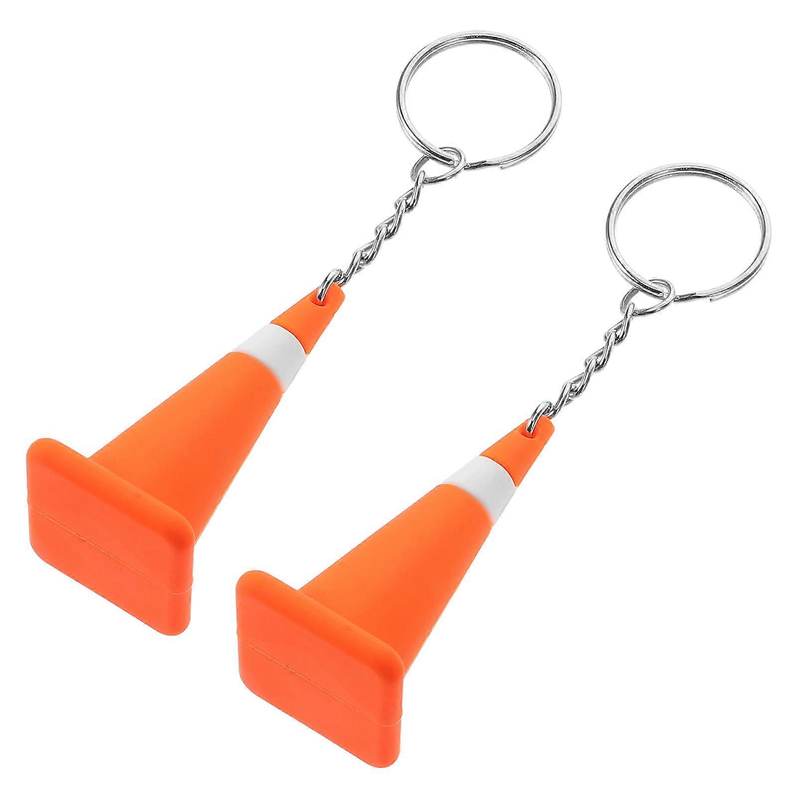 Mini Traffic Cone Key Ring 2Pcs Adorable Keychain Accessory For Cars And Bags Orange With Pendant Function