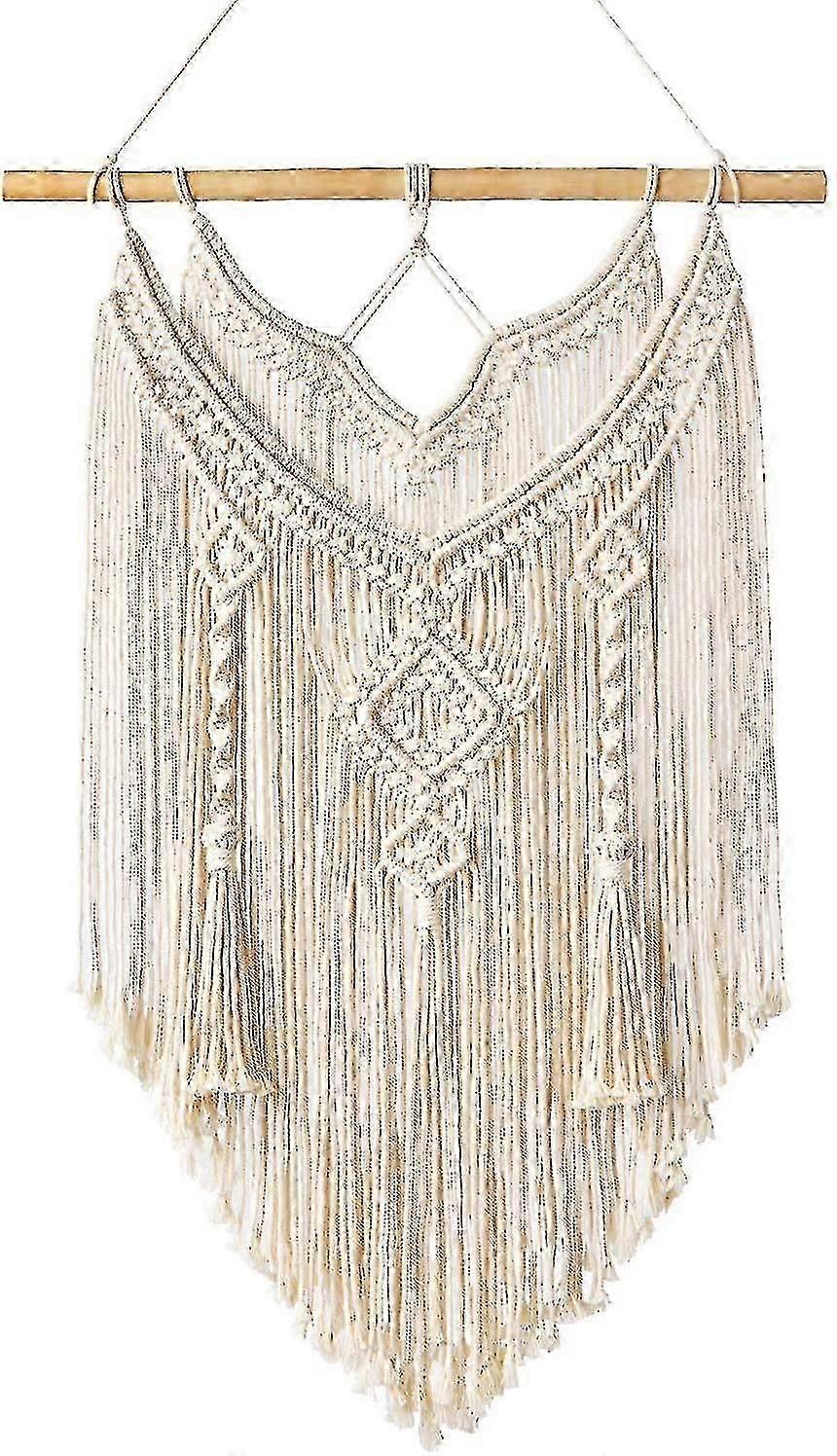 Boho Macrame Wall Hanging With Driftwood - Chic Decor Tapestry, 65 X 35cm