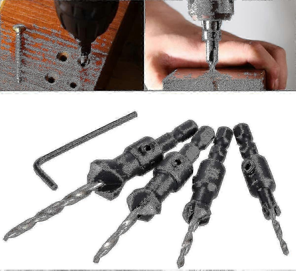Hex Shank Tapered And Reinforced Countersink Drill Cone Bits Woodworking Tool Set With Small Wrench