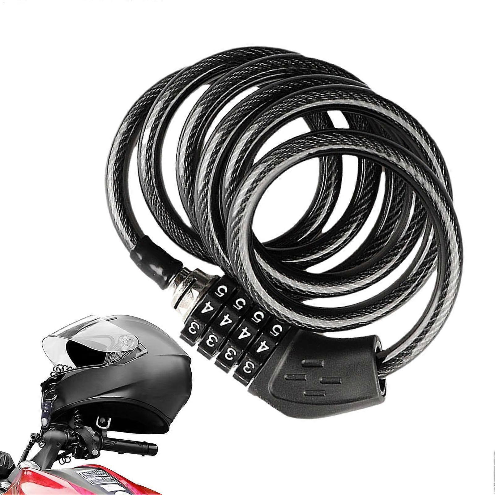 Motorcycle Combination Lock, 119.9 Cm Cable, Cut-Resistant, Lightweight, Durable Theft-Protection For Bikes