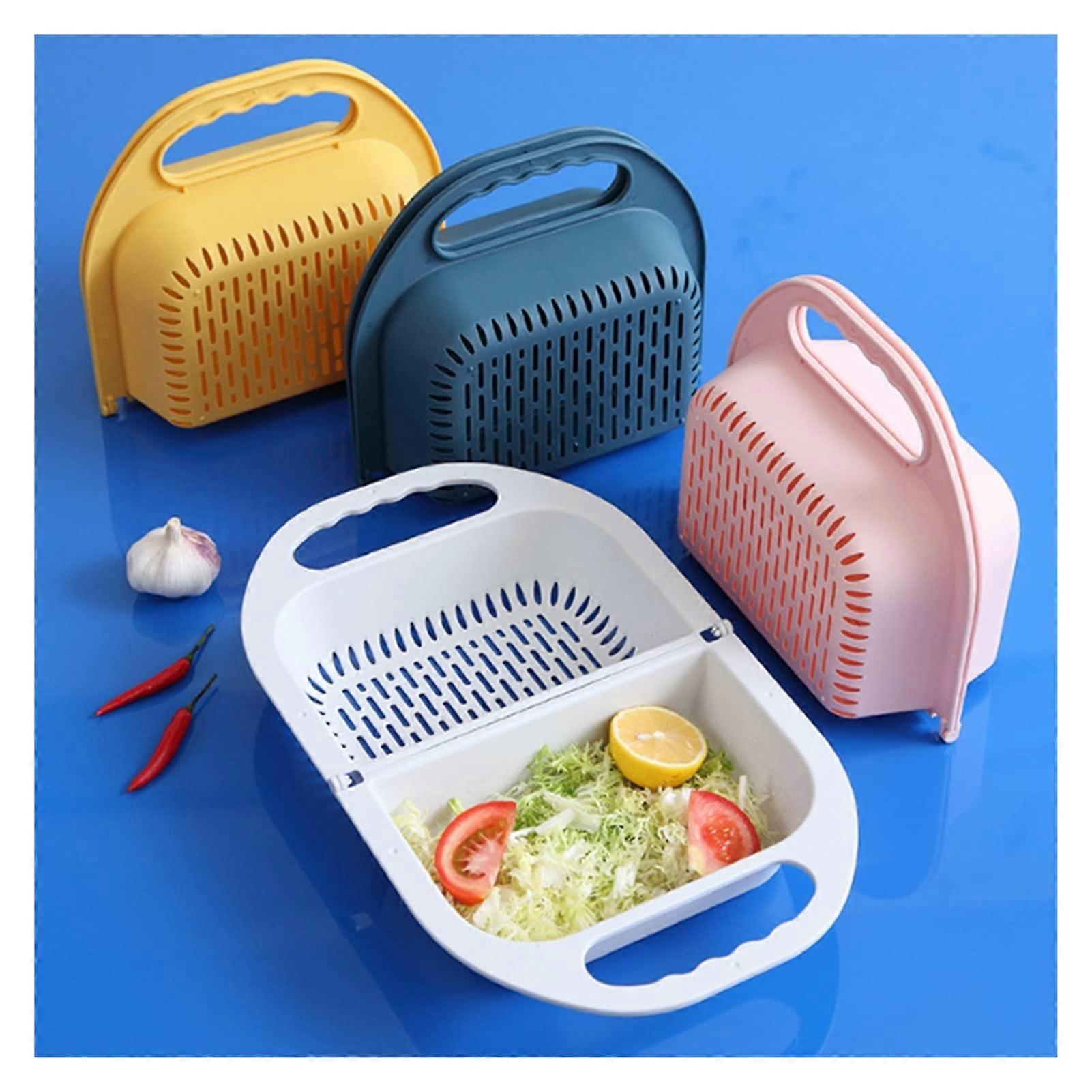 Faltbare Ablaufkorb Küchenzubehör für Obst und Gemüse, Weiß, Einfach zu Lagern, Spülmaschinenfest, Küchenträger Gadget