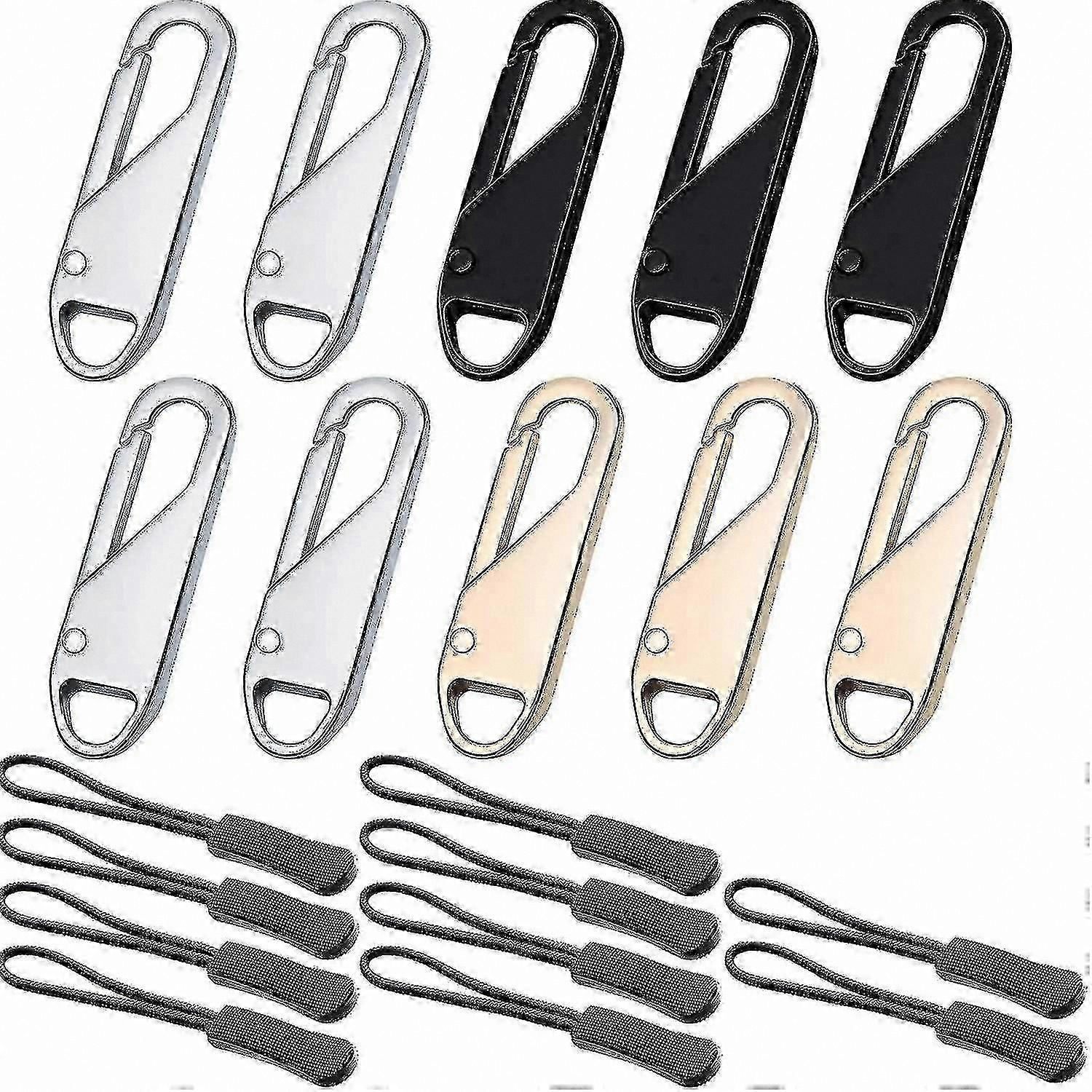10 Pack Zipper Ext Handles Metal Pull Tab Fixer Replacement Parts