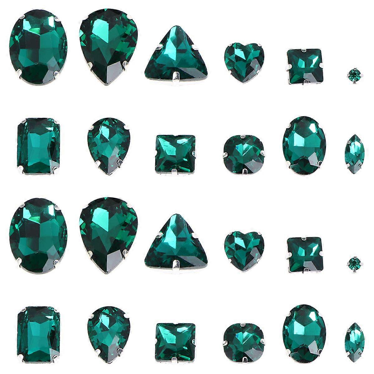 50db kristálykarmos üveg strassz DIY varrás strassz vízcsepp varrás karom strasszokra könnycsepp szimáj lapos alappal ruházathoz (sötétzöld