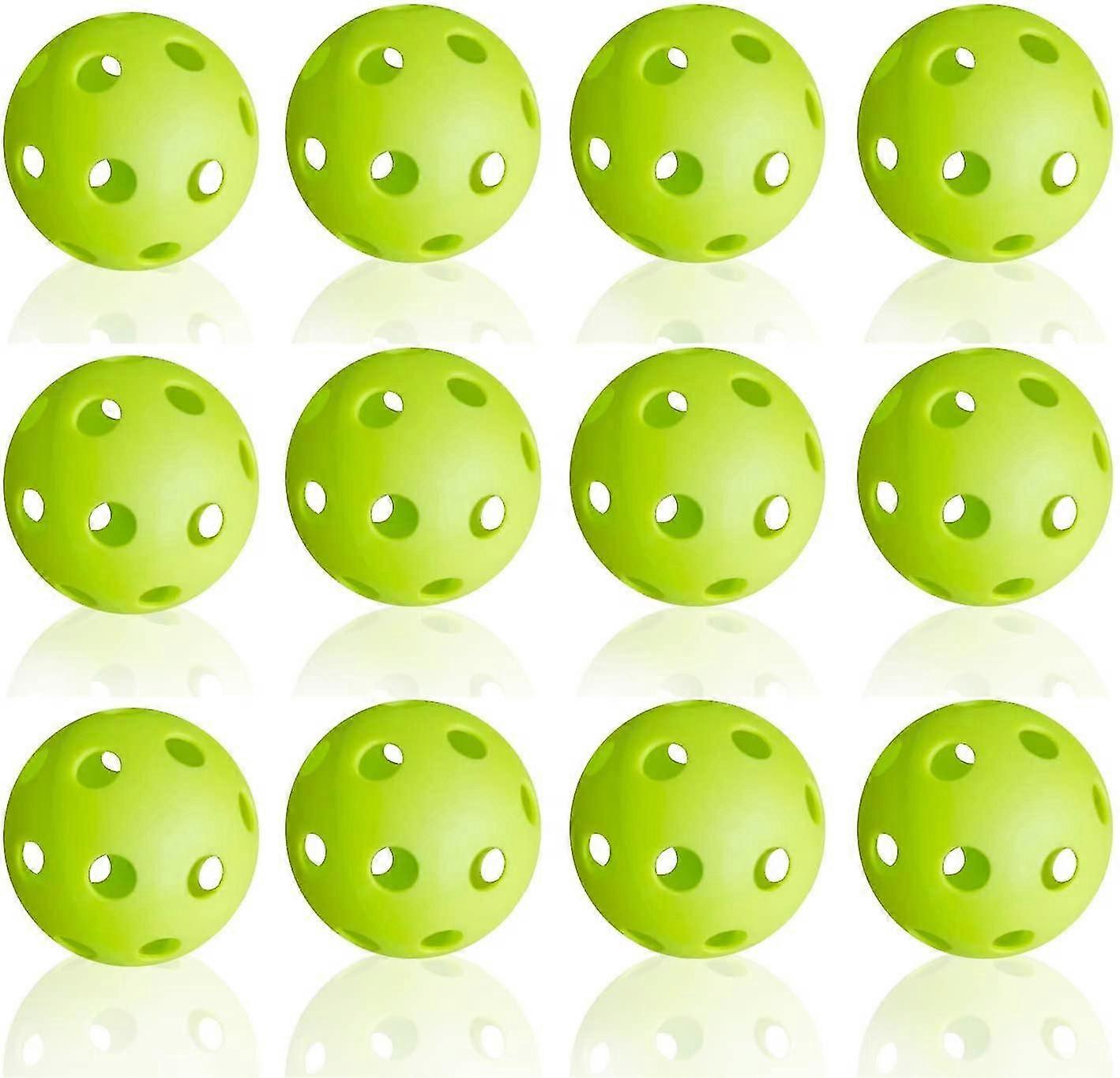 Plastic Practice Baseballs - Lightweight Hitting Balls (Green, 12pcs)