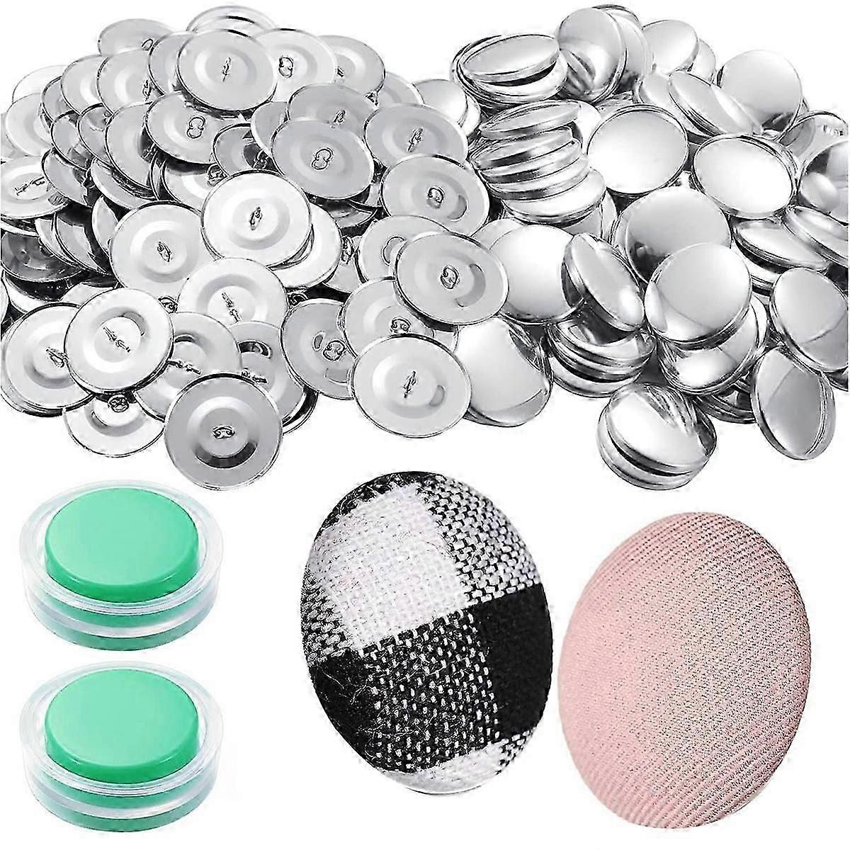 100 Sets Cover Buttons Kit with Tools Size Buttons to Cover Self Cover Buttons DIY Fabric Cloth Cove