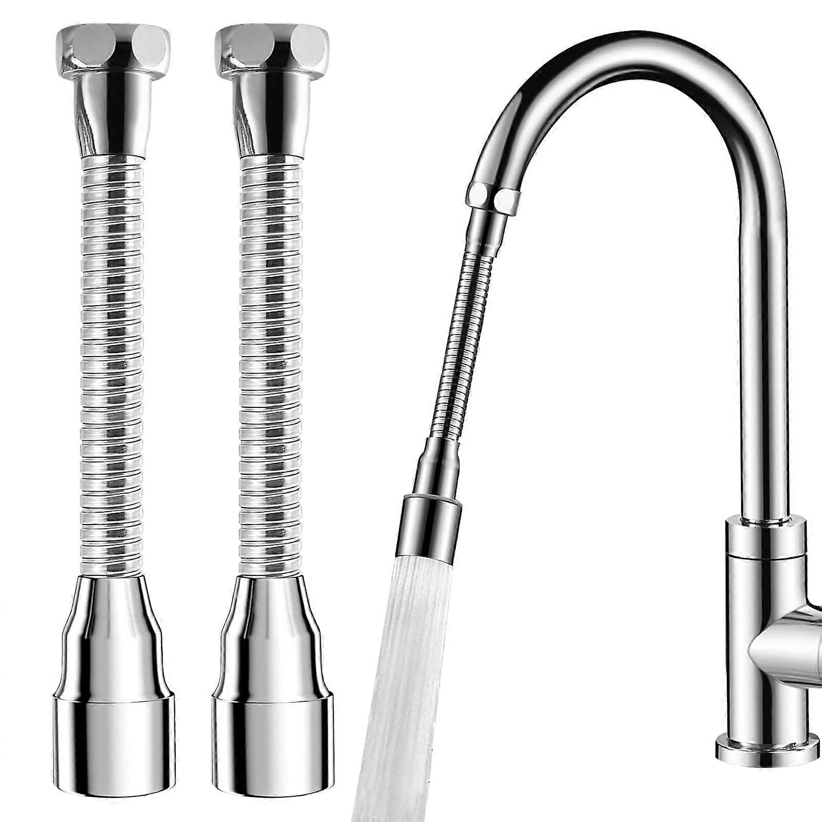 Pack of 2 Tap Extension Kitchen, 360° Swivel Tap Extension, 16 cm Tap Extension with Tap Adapter, for Kitchen, Bathroom, Sink