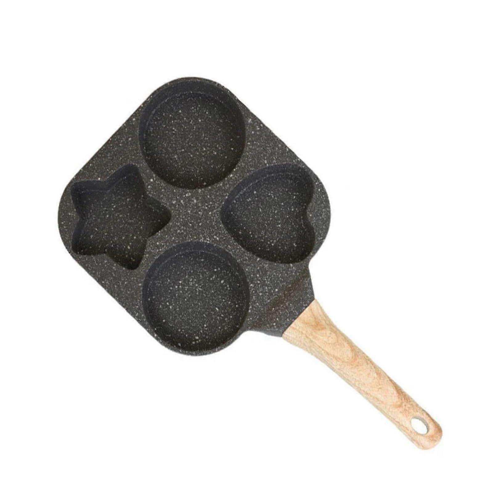 Nonstick Egg Frying Pan, 4-Hole 4-Cup, Black, Anti-Scald Handle, Multi-Shape Egg Cooker Pan For Eggs, Burgers, Bacon