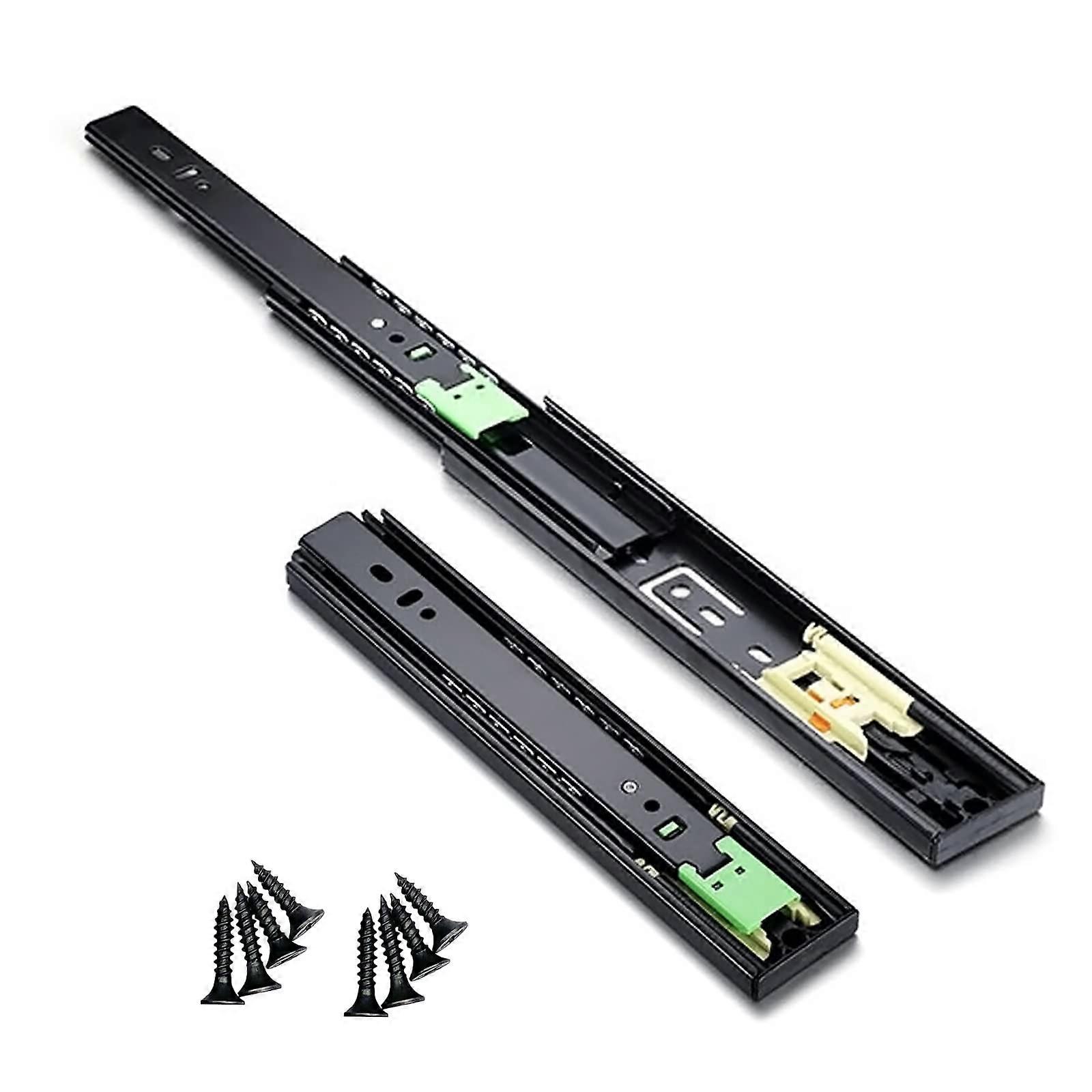 Metal Drawer Slides, 1 Pair 350mm (14 Inch) Full Extension Heavy-Duty Ball Bearing Slides, Push-To-Open Side Mount, 50kg Capacity, Black