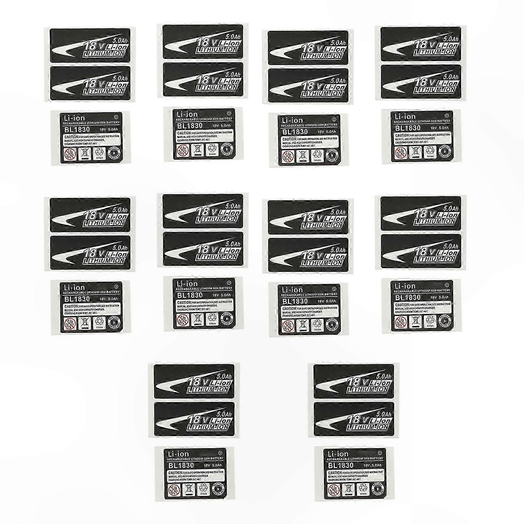 10 Sets 18V 5.0Ah Battery Sticker Labels for Lithium Ion Batteries