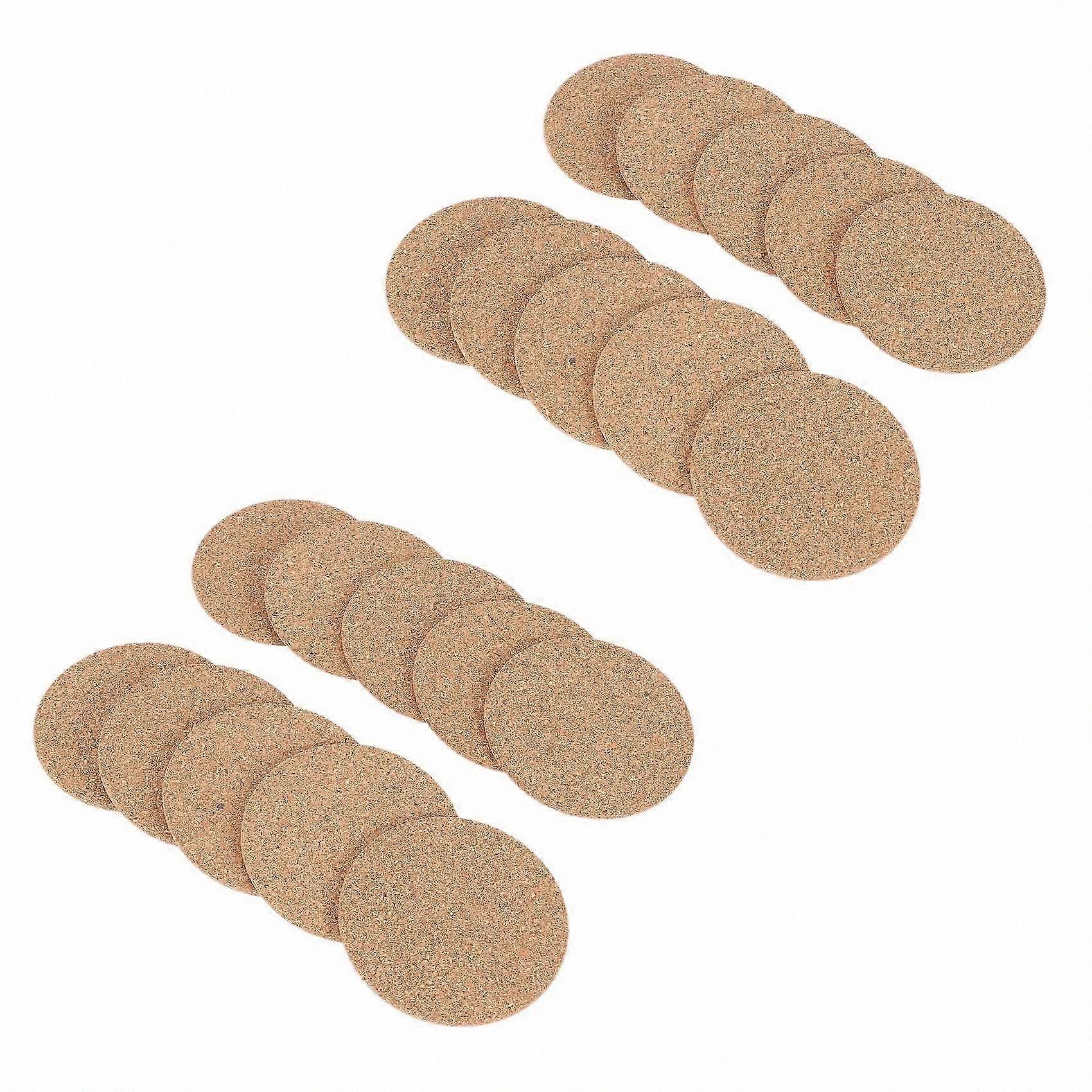 Set of 20 Cork Drink Coasters - Highly Absorbent and Reusable - 90mm Diameter, 5mm Thick