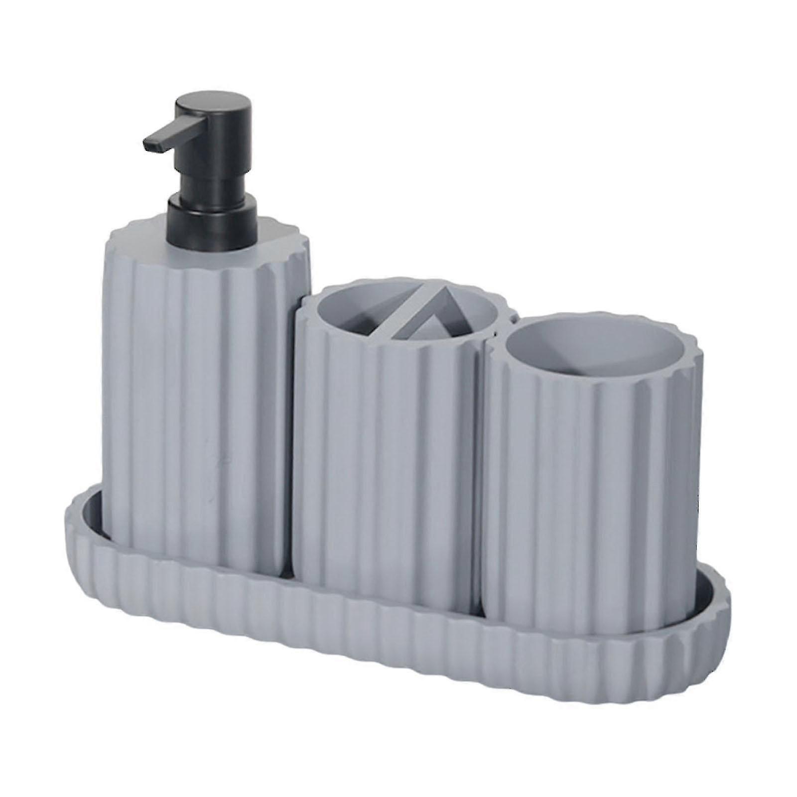 Modern 4-Piece Bathroom Set - Soap Dispenser & Storage Dish - Blue
