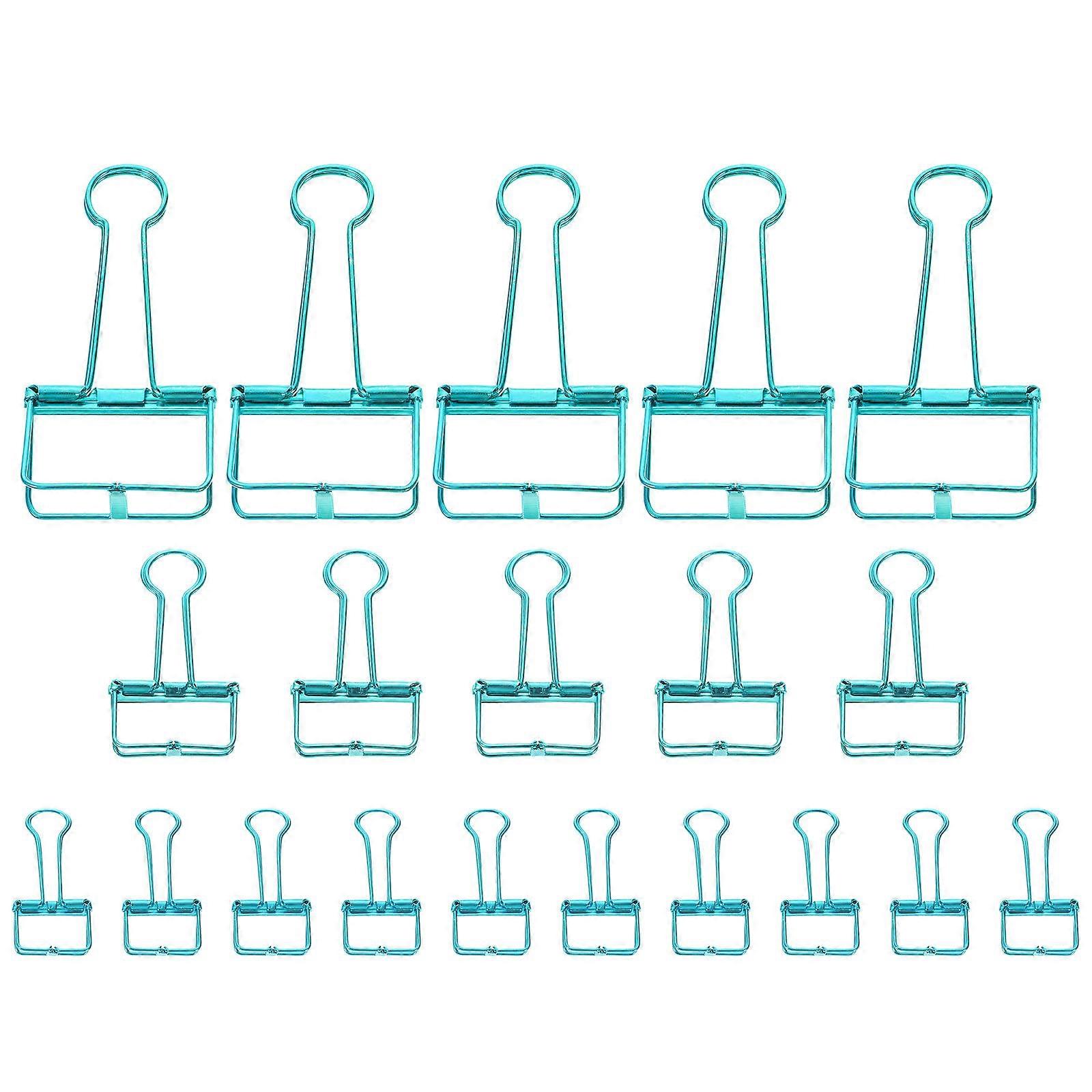 Mini Binder Clips Small Office Work Blue Stainless Steel for Binding 20Pcs