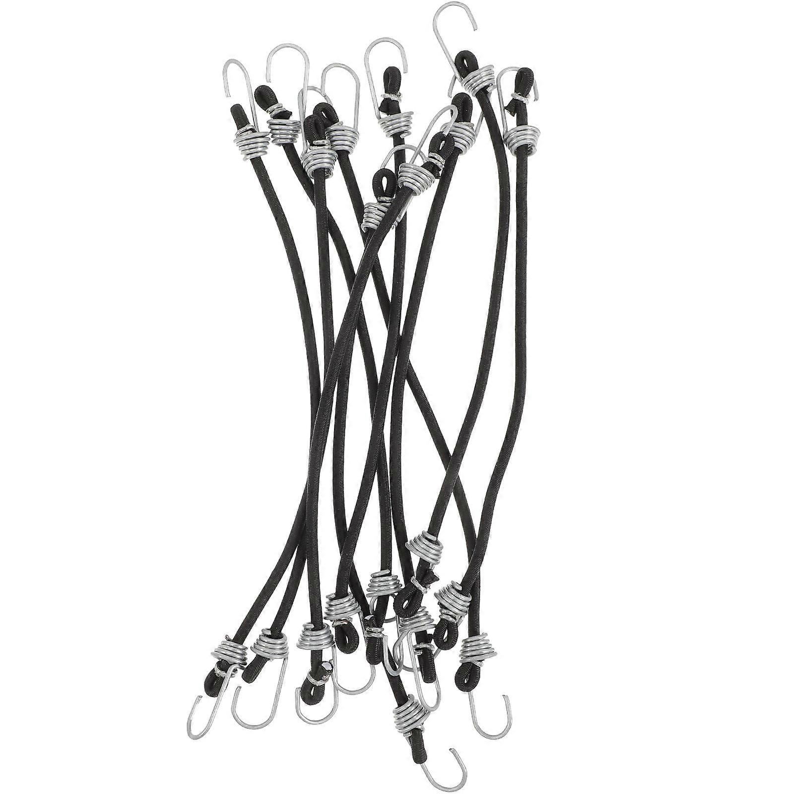 10pcs Bungee Cords with Hooks for Bike Trunk Elastic Rope Straps for Home Use Black latex thread