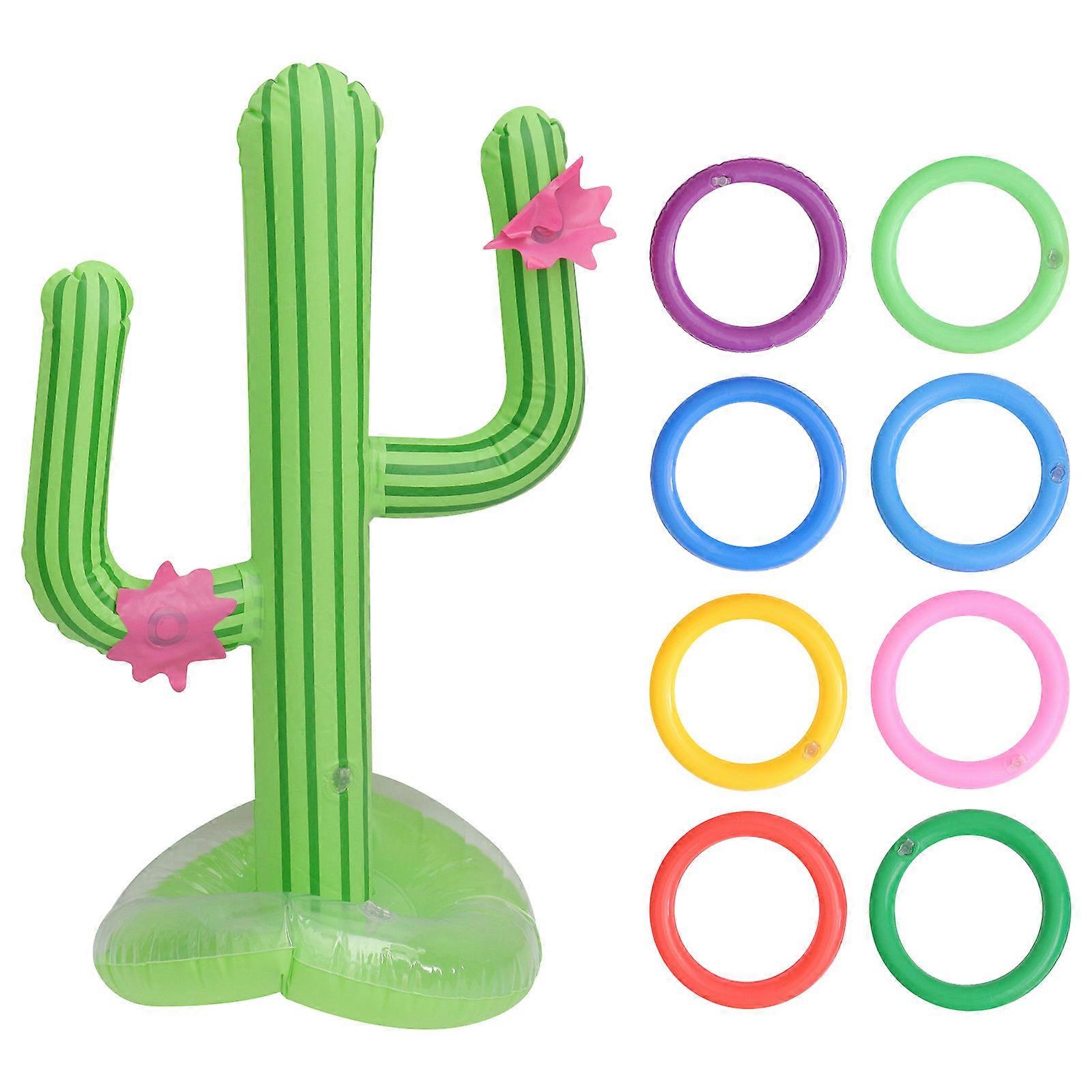 Inflatable Cactus Ring Toss Game for Beach, Pool & Outdoor Summer Activities with Friends and Family