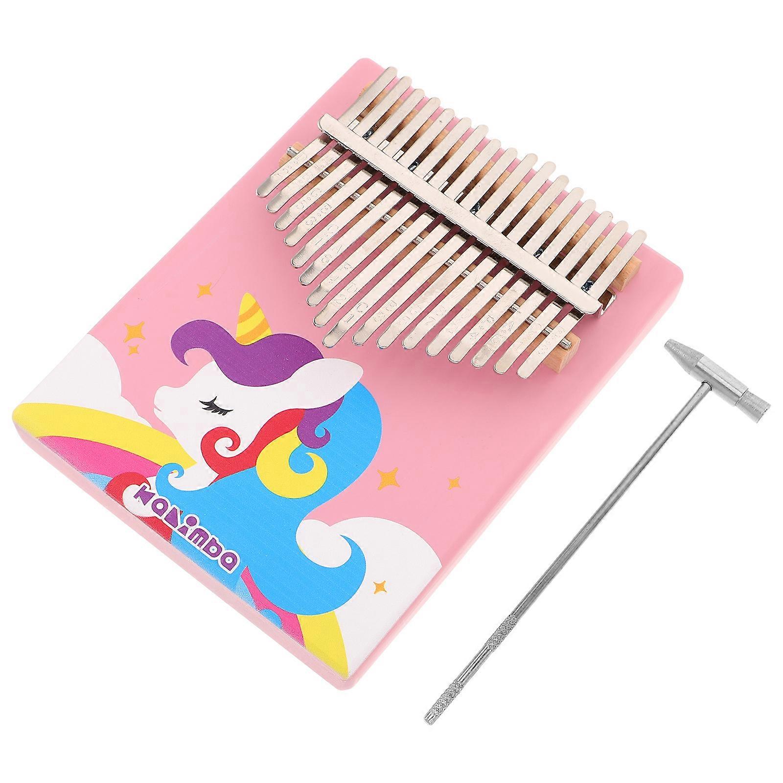 Thumb Piano Musical Instrument Kalimba For Children Travel Friendly Design Pink Wooden Accessory Music For Beginners 1Set