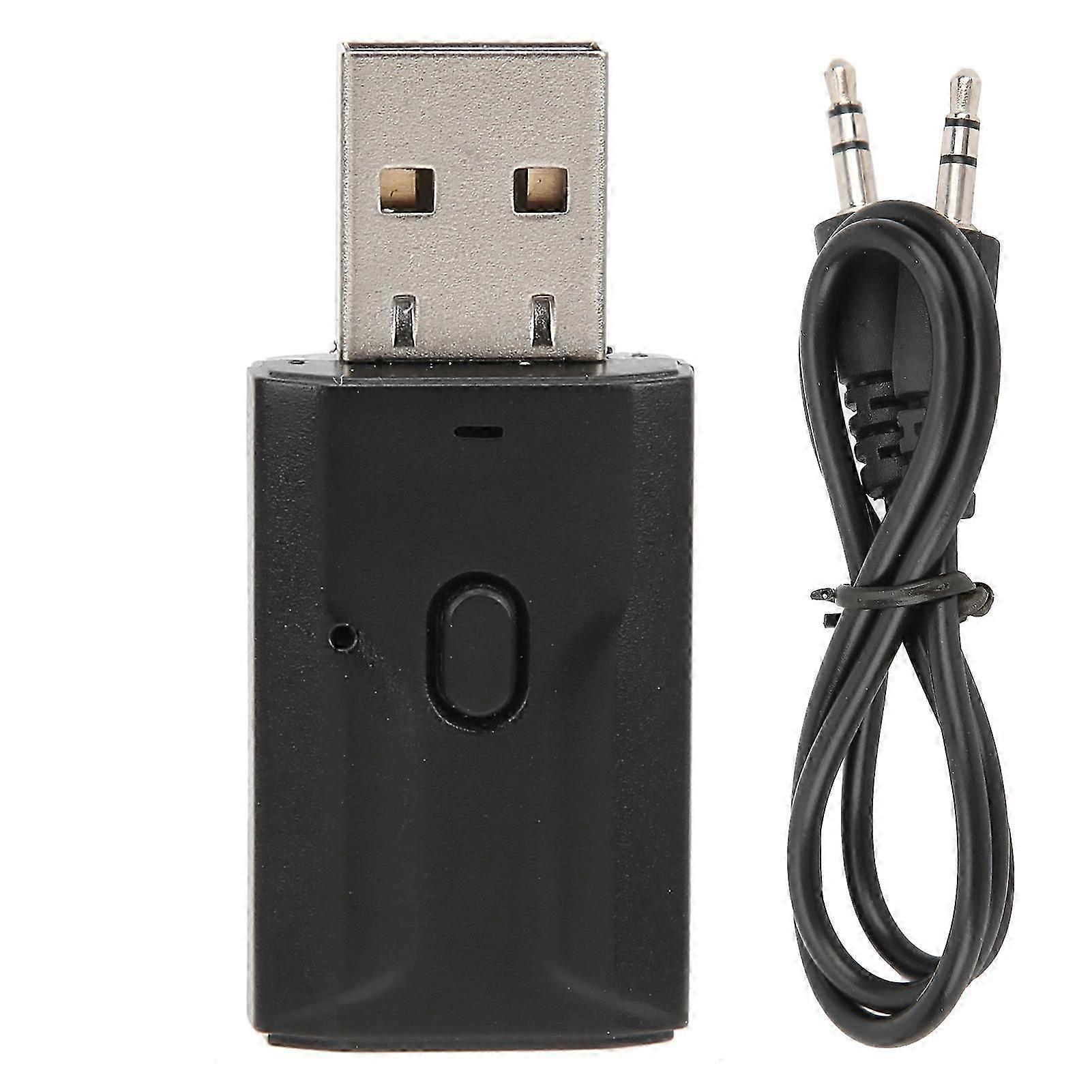 USB Bluetooth Adapter Portable Wireless Audio Receiver Transmitter Black for PC TV Car 3.5mm AUX