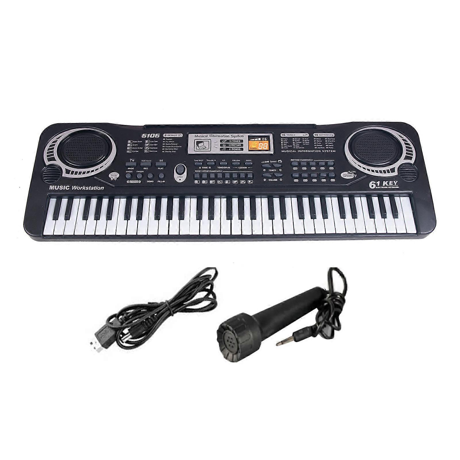 61 Keys Digital Electronic Keyboard Piano for Kids, Portable Electric Music Instrument with Multiple Sounds and Rhythms