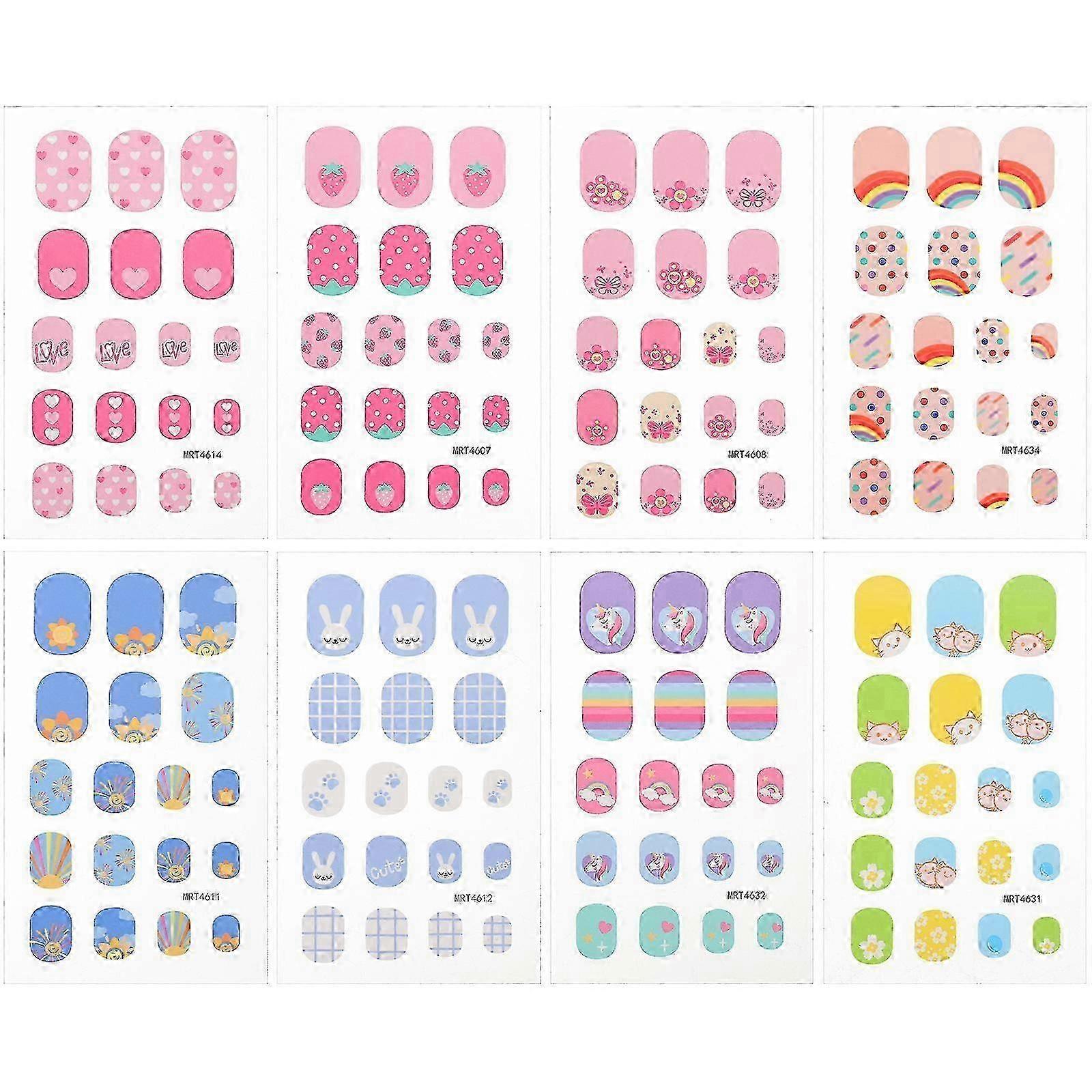 8 Sheets Press-On Nails for Little Girls & Teens - UK Fun Nail Art