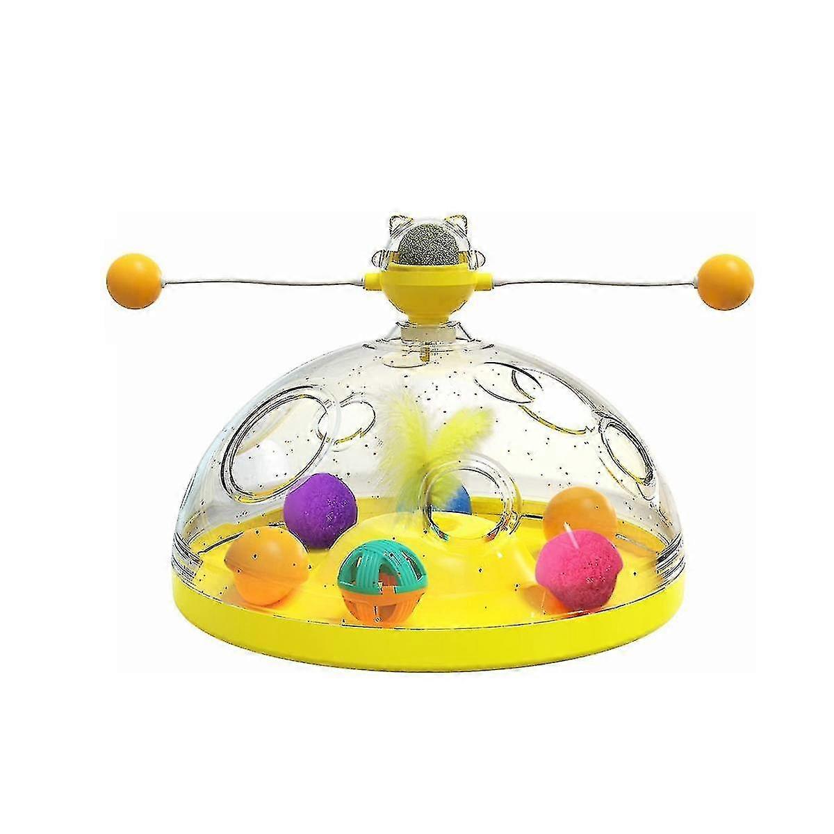 Indoor cat toys, made of yellow plastic, with multi-functional and interesting simulated hunting features