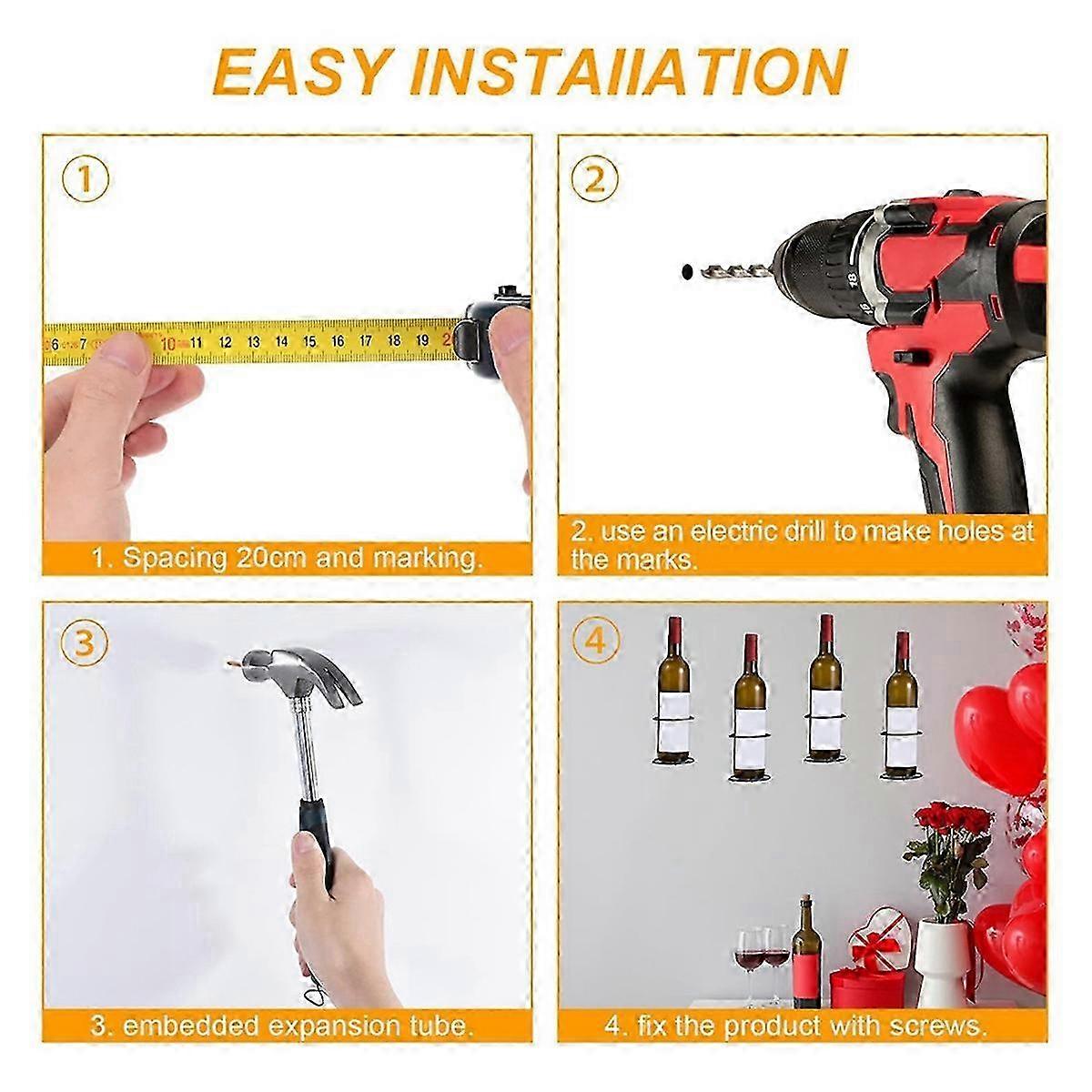 6 Pack Wall Mounted Wine Rack, for Wine Storage Wall Wine Theme Decor