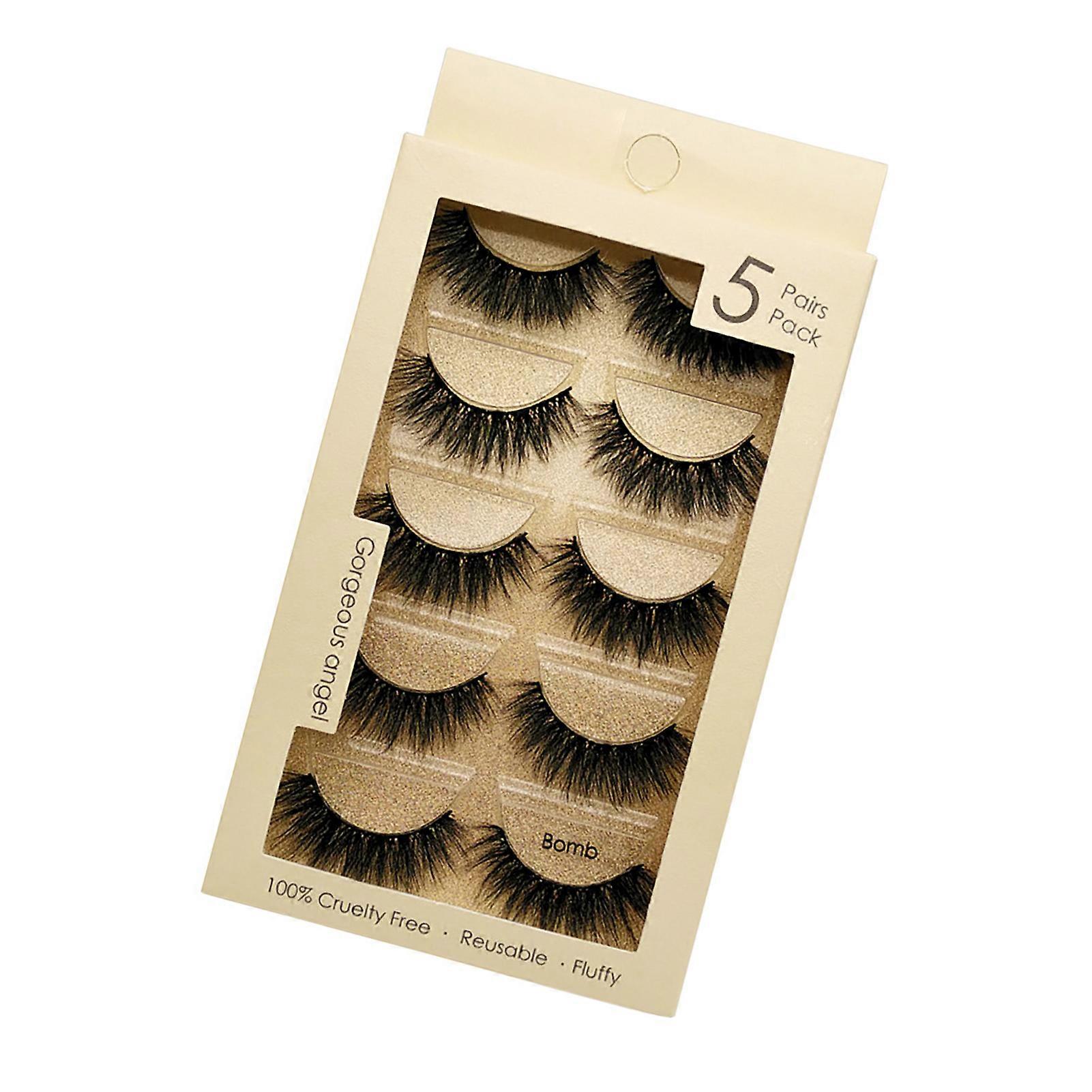 5 Pair False Eyelash Slender Soft Cotton Thread Stem 3D Mink Fake Eyelashes for Makeup 