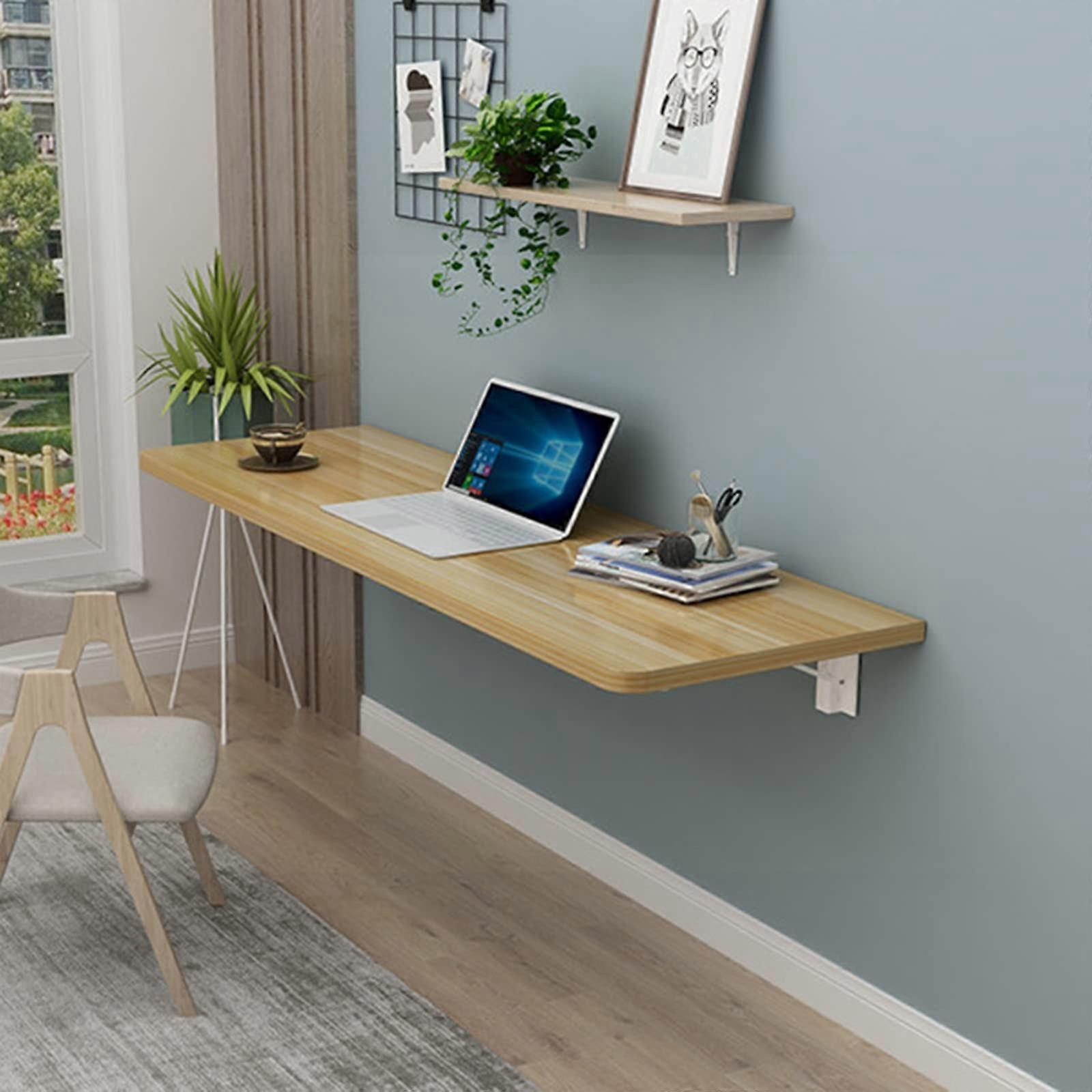 Foldable Wall Mounted Drop Leaf Table Space Saving Breakfast Nook Compact Folding Desk for Small Kitchens Lightweight Walnut 90x30cm/35x12in