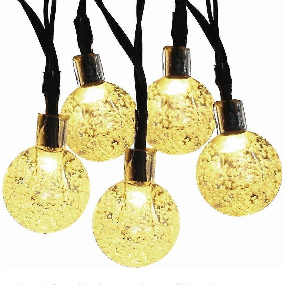 21ft 30 LED Solar Crystal Ball String Lights, 8 Patterns, for Patio Garden