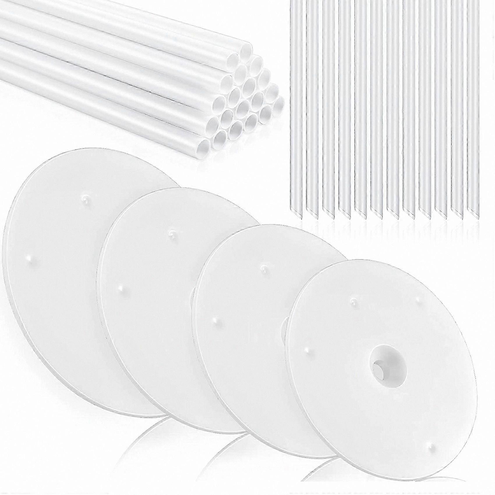 36-Pack Plastic Cake Support Rods with 20 White Dowels and 4 Separators for Baking