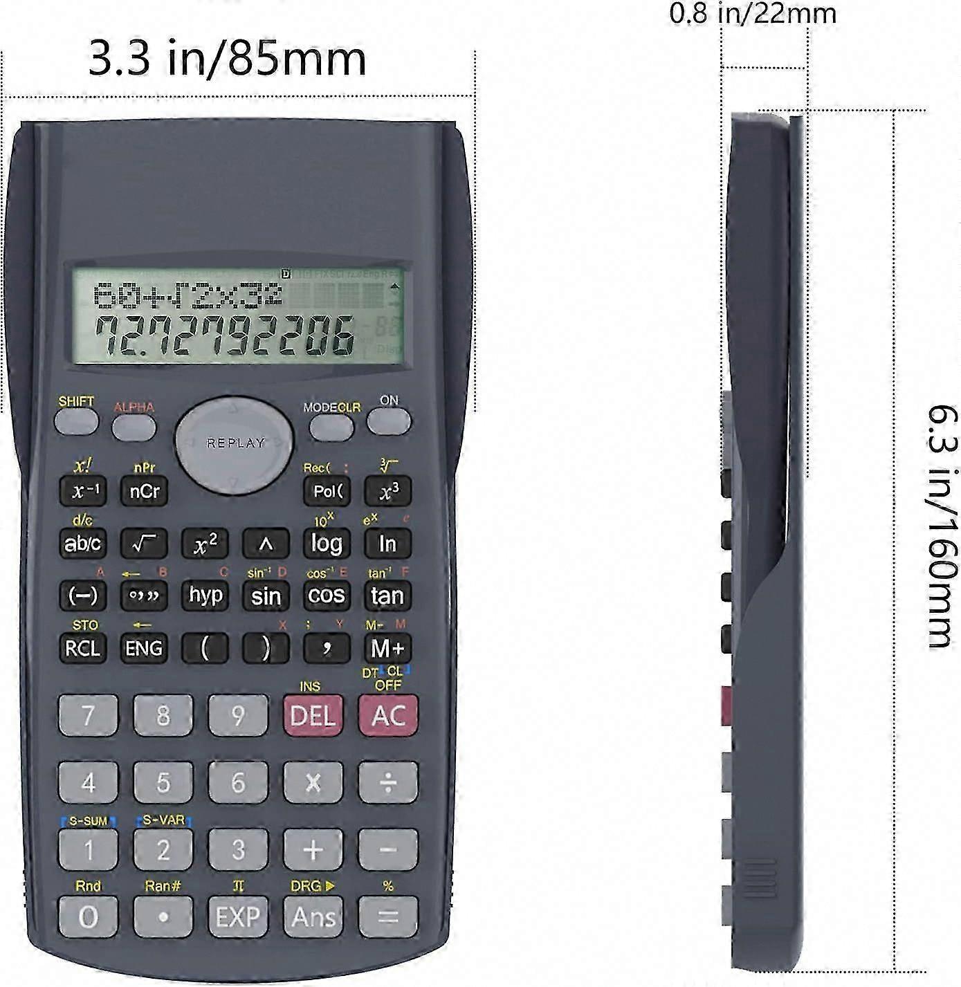 2-Line Engineering Scientific Calculator for School and Business Use (Black)