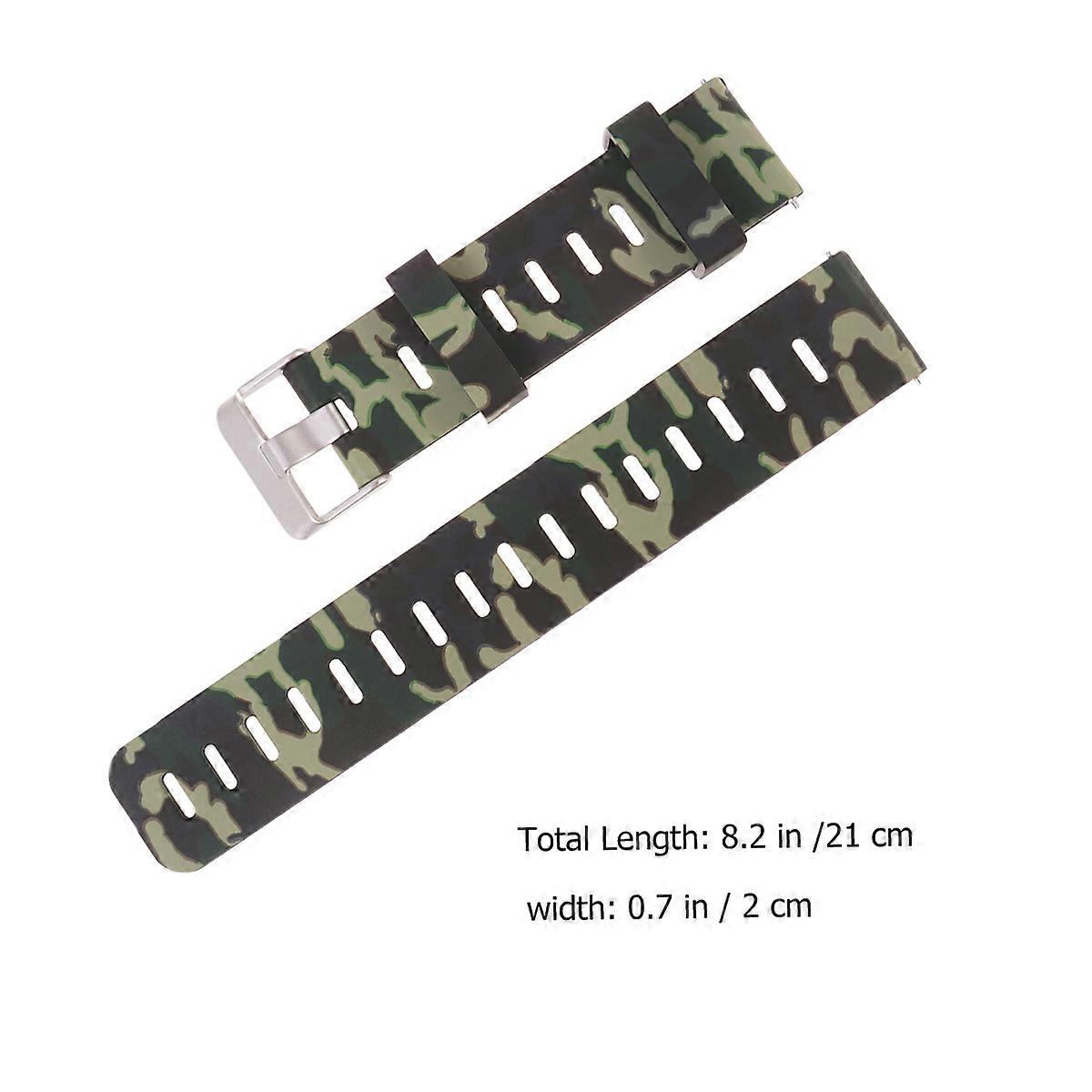 Silicone Watch Strap Custom Painted Watch Band For In Green Camouflage 21X2Cm Simple Design Replacement For Stainless Steel Band 1Pcs