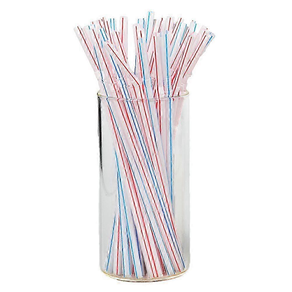 300 Pieces Plastic Drinking Straws 8 Inches Long Multi-colored Striped Bedable