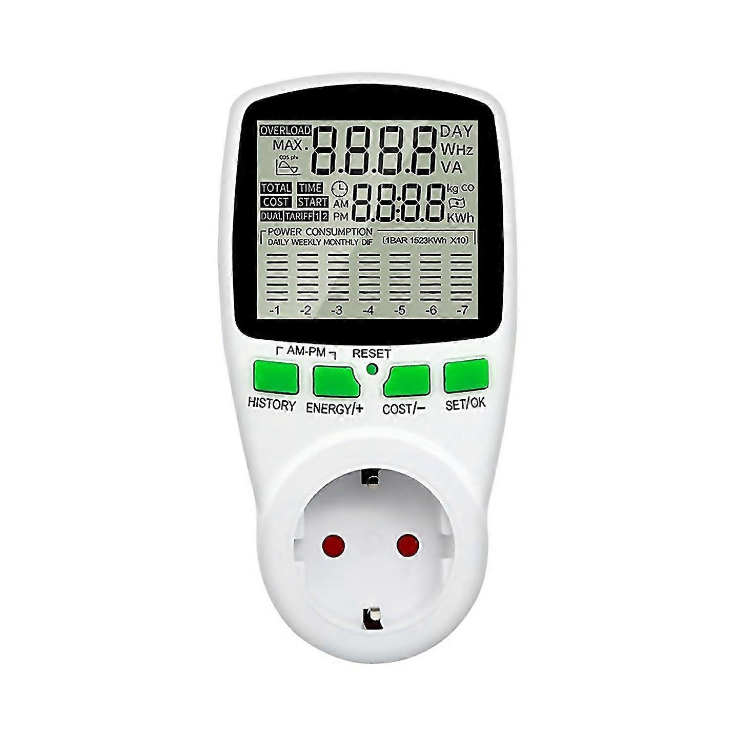 For Digital Lcd Energy Meter Wattmeter Power Analyzer Eu