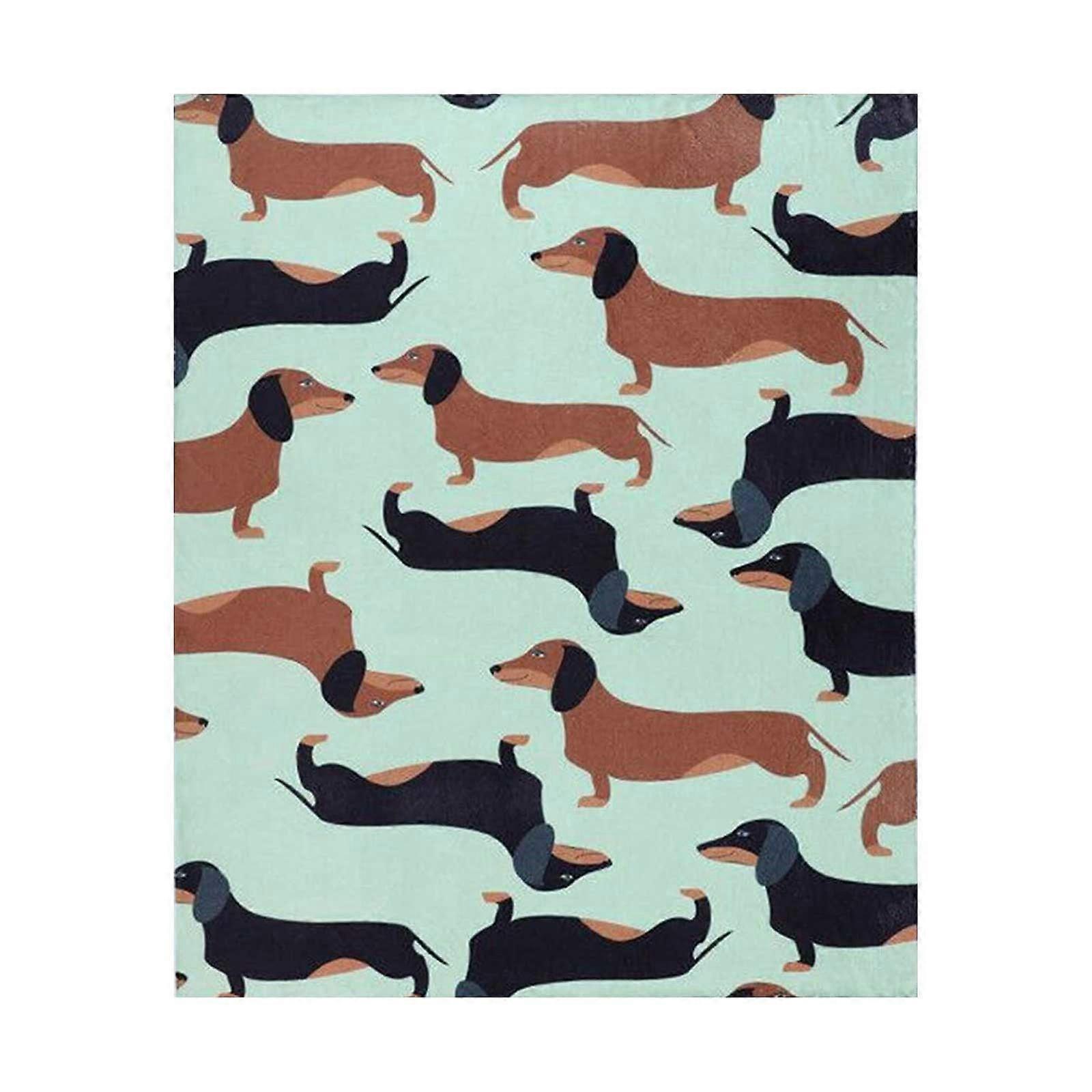 ZENMELE Cute Dachshund Blanket - Ultra Soft Flannel Throw for Kids & Adults, Cozy Warm Plush Fleece with Cartoon Dog Pattern