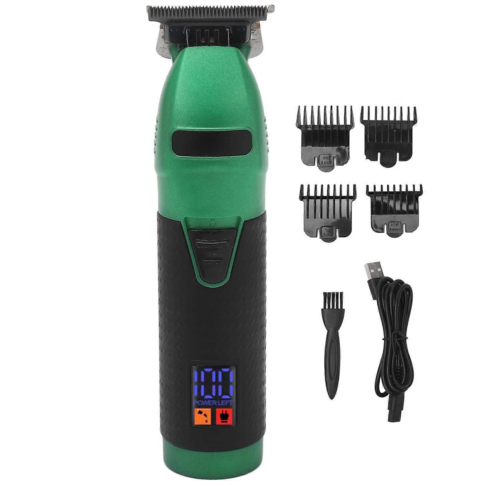 Tondeuse à cheveux électrique pour hommes, sans fil, rechargeable, écran LED, avec 4 peignes de guidage, vert et noir