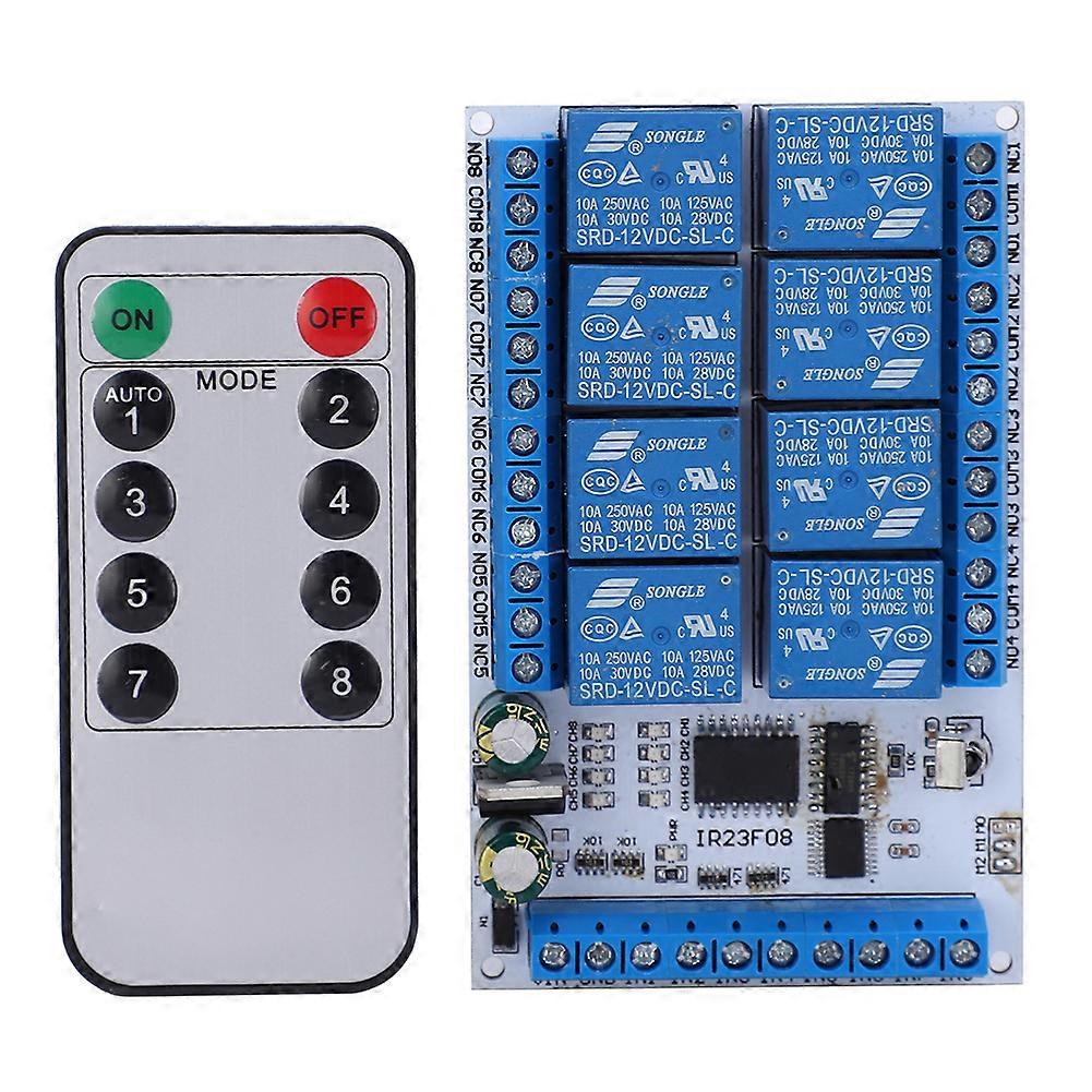 8 Channel Infrared Remote Switch Relay, Multi-function Infrared Relay (12V)