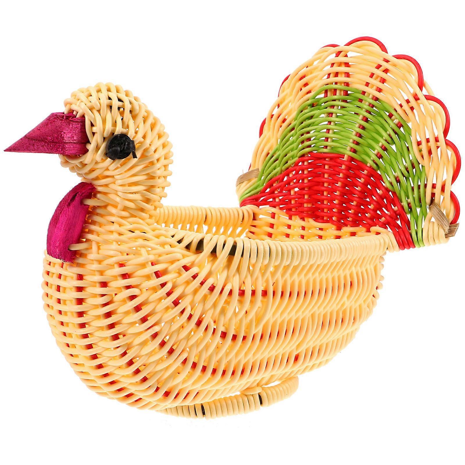 Home Use Imitation Rattan Fruit Basket for Serving 3Pcs Peacock Design
