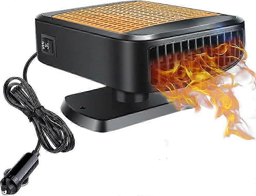 12V 150W Car Heater, 2 in 1 Heating and Cooling Fan, Portable Electric Fan with Cigarette Lighter Socket, 360 Degree Rotating Windshield Defroster